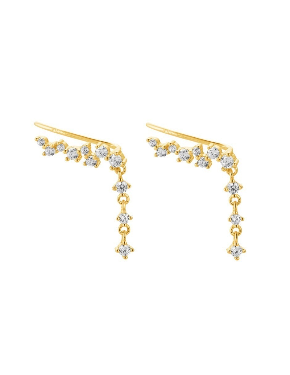 Aretes largos Les Néréides Classic Reviste de plata P 925 con acabado baño de oro 2
