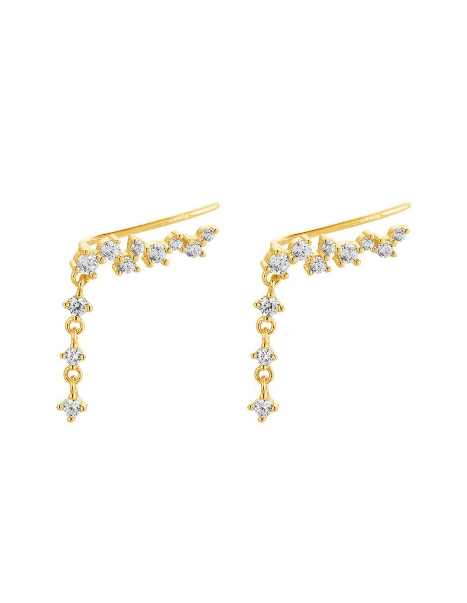 Aretes largos Les Néréides Classic Reviste de plata P 925 con acabado baño de oro Aretes largos Les Néréides Classic Reviste de plata P 925 con acabado baño de oro