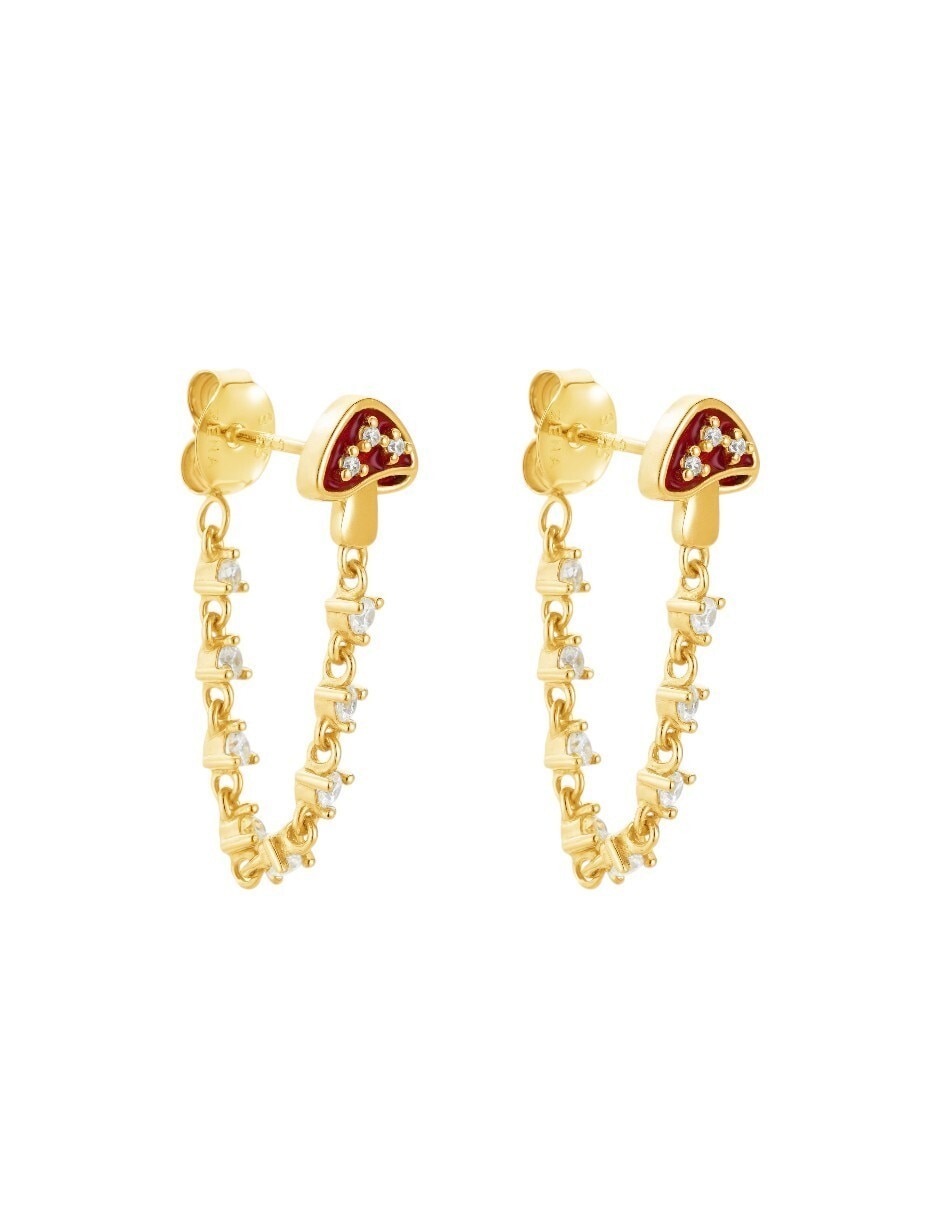 Aretes largos Les Néréides Classic Reviste de plata P 925 con acabado baño de oro 2
