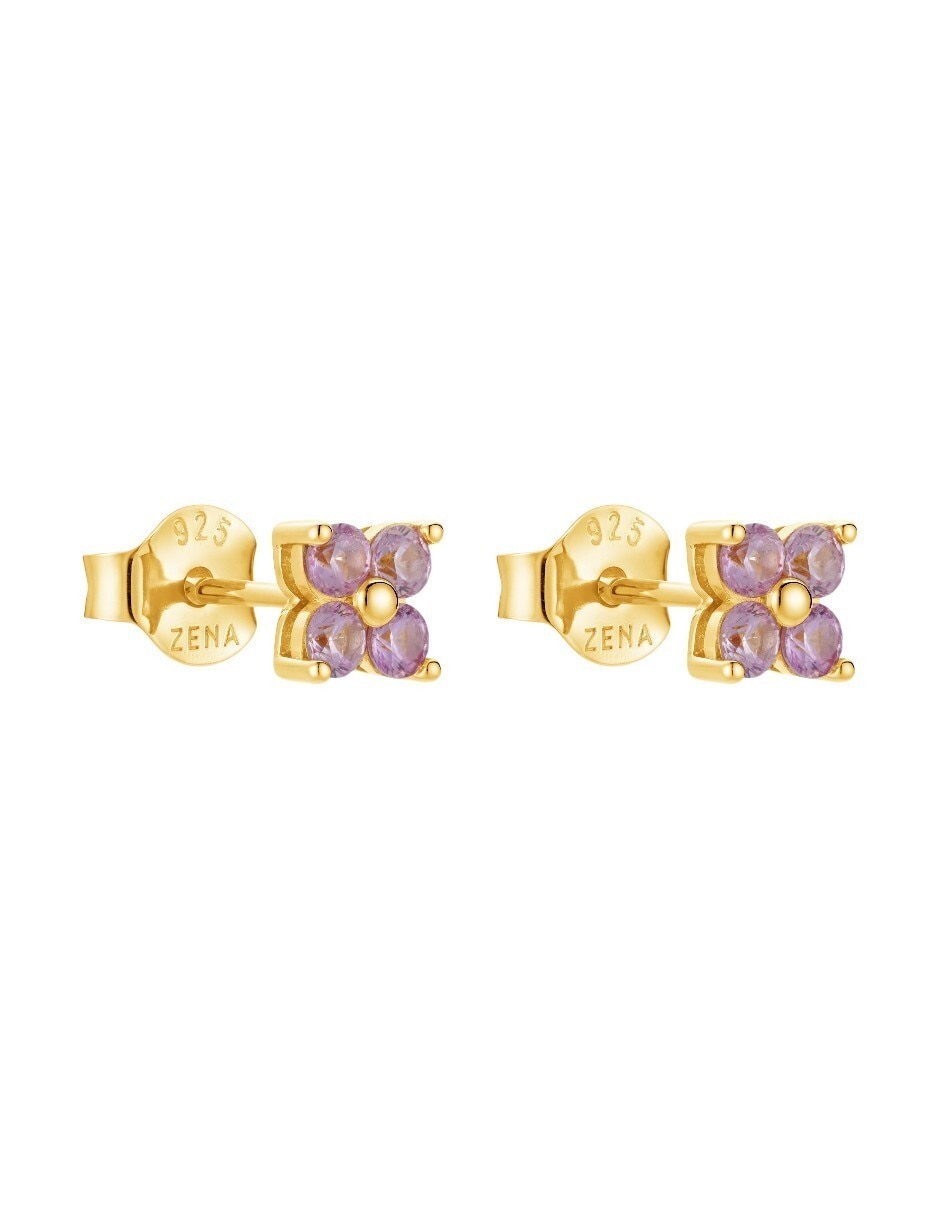 Aretes cortos Les Néréides Classic Reviste de plata P 925 con acabado baño de oro 2