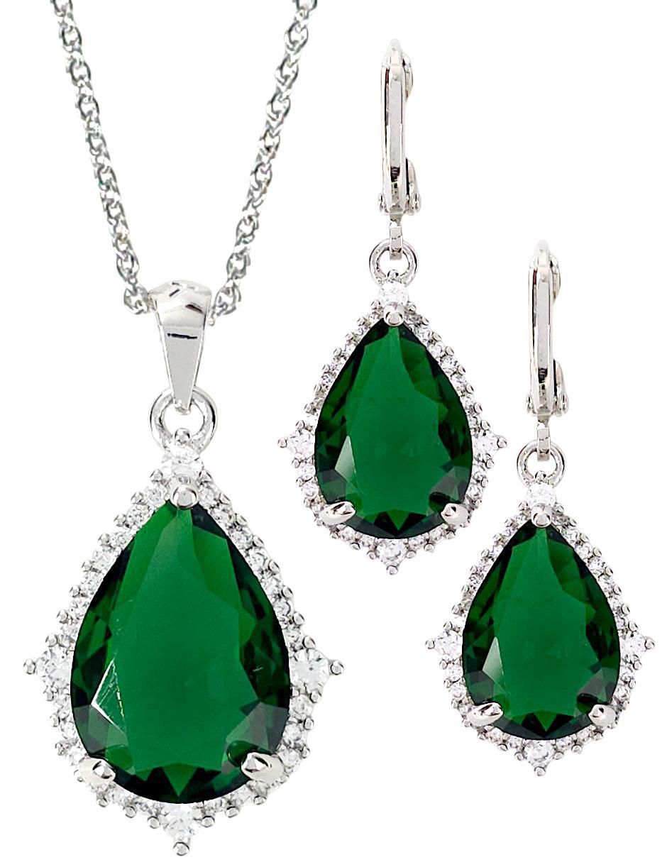 Aretes y collar de gota zirconia