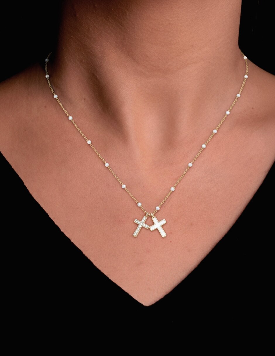 Collar cruz Religiosos con acabado baño de oro 14 K 3