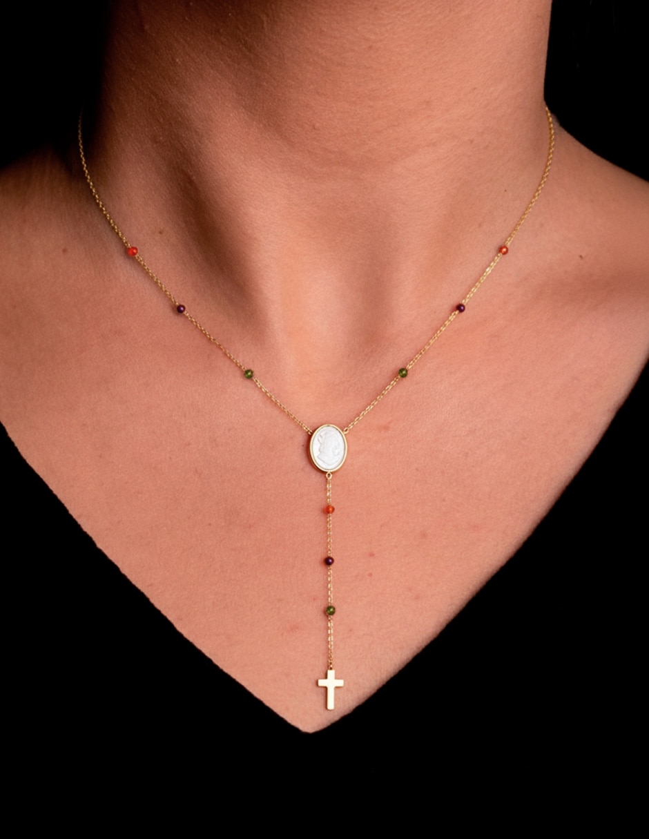 Collar virgen Religiosos con acabado baño de oro 14 K 3