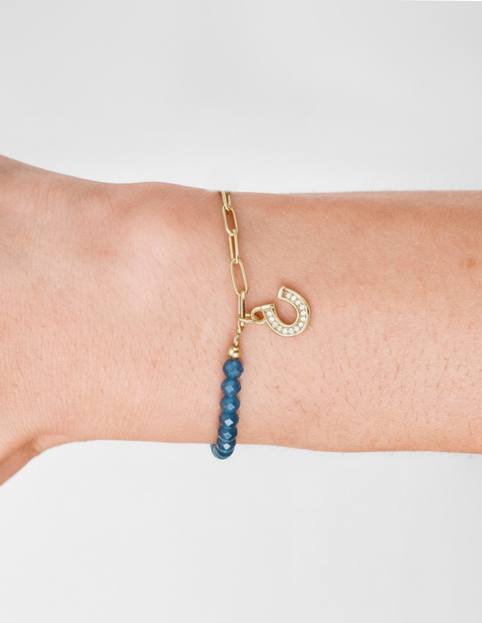 Pulsera con zirconia Protección acabado baño de oro 14 K 3