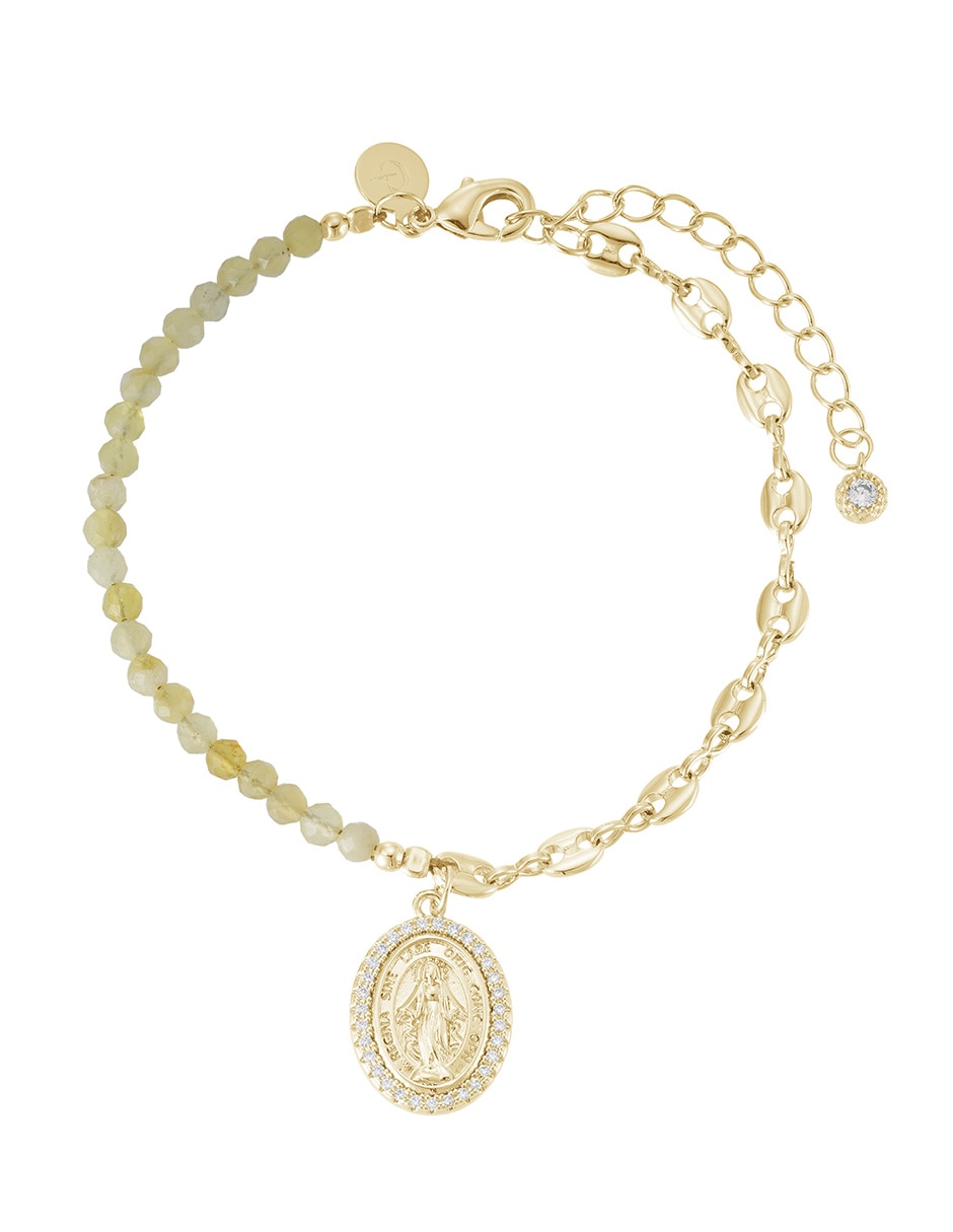 Pulsera con zirconia Religiosos acabado baño de oro 14 K Pulsera con zirconia Religiosos acabado baño de oro 14 K