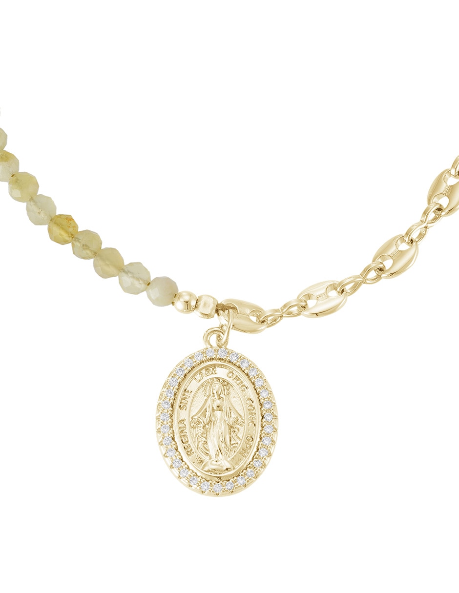 Pulsera con zirconia Religiosos acabado baño de oro 14 K 2
