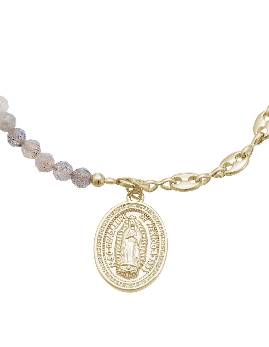 Pulsera con zirconia Religiosos acabado baño de oro 14 K 2