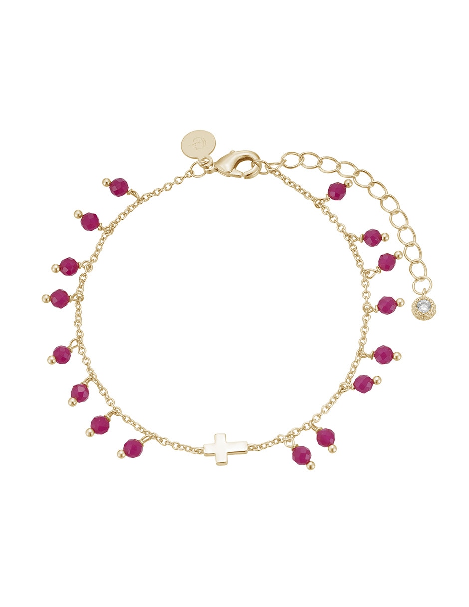 Pulsera con zirconia Religiosos acabado baño de oro 14 K Pulsera con zirconia Religiosos acabado baño de oro 14 K