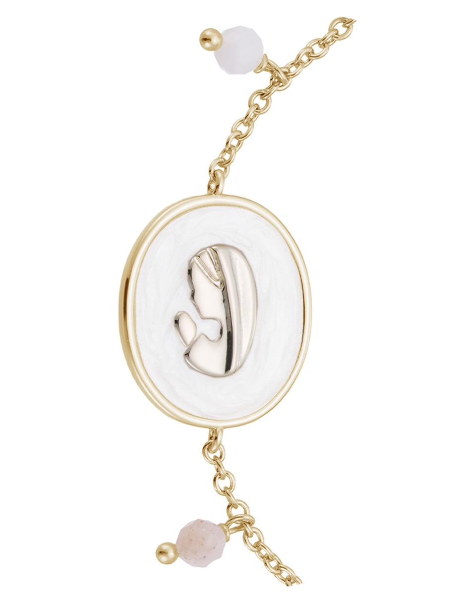 Pulsera con zirconia Religiosos acabado baño de oro 14 K 2