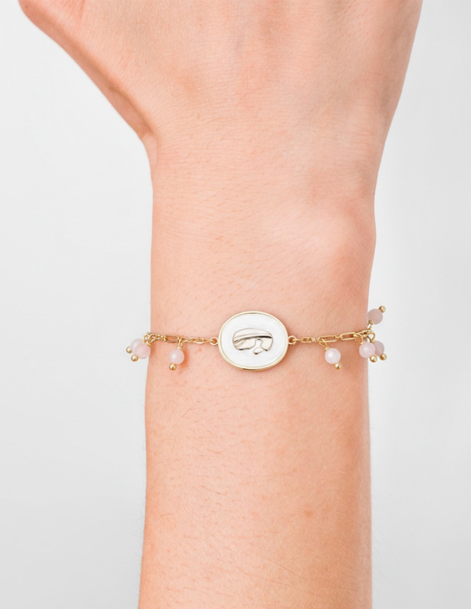 Pulsera con zirconia Religiosos acabado baño de oro 14 K 3