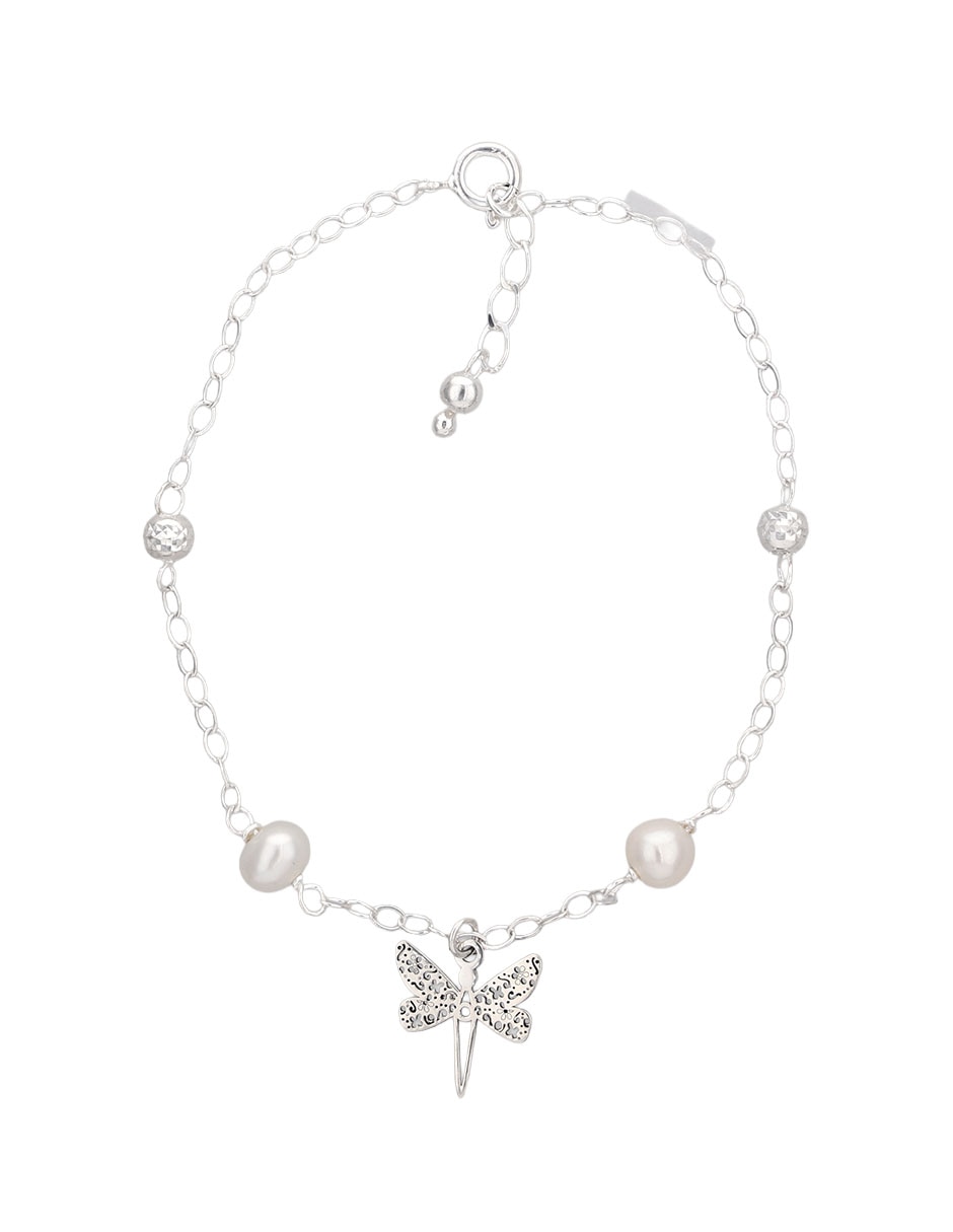 Pulsera de plata con perla P 925 acabado brillante Pulsera de plata con perla P 925 acabado brillante