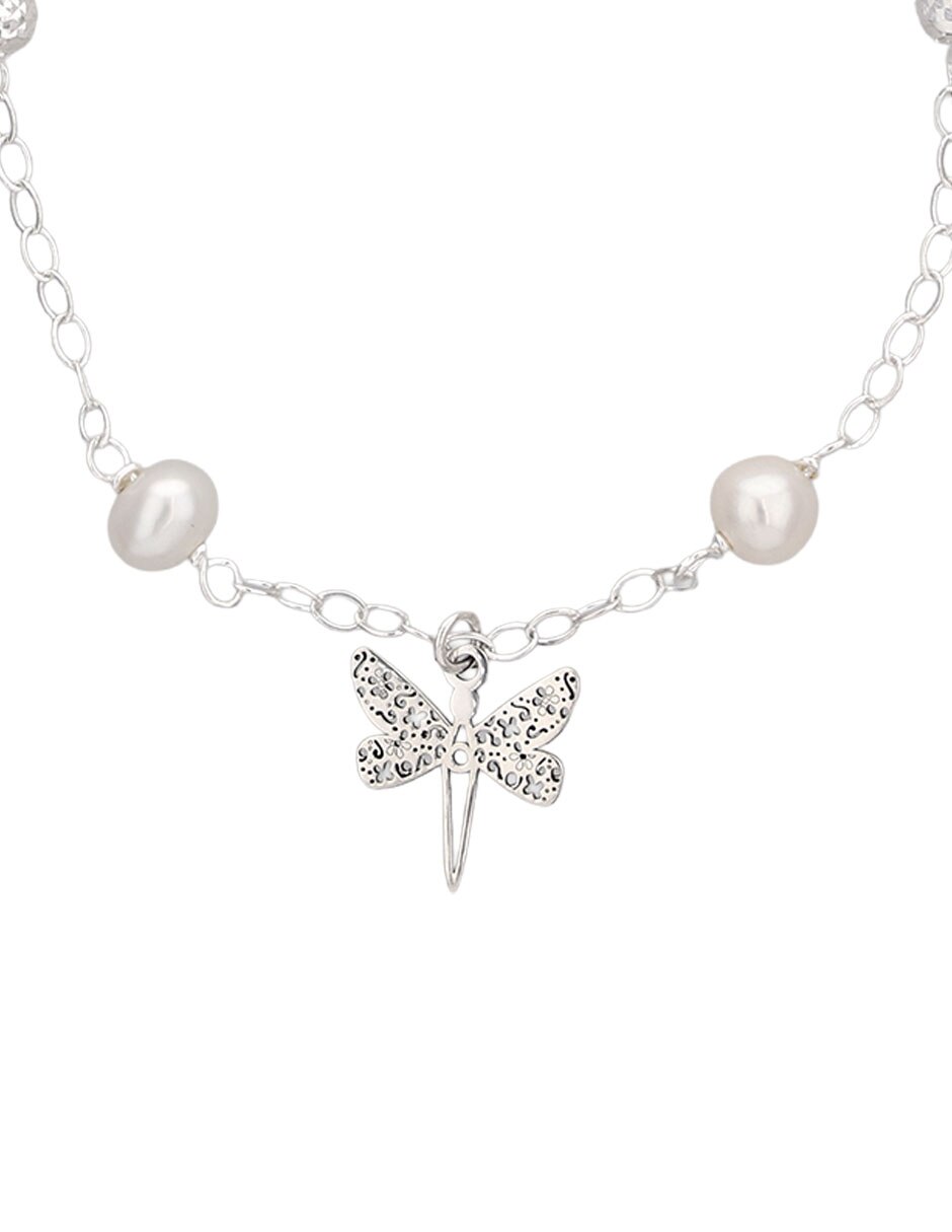 Pulsera de plata con perla P 925 acabado brillante 2