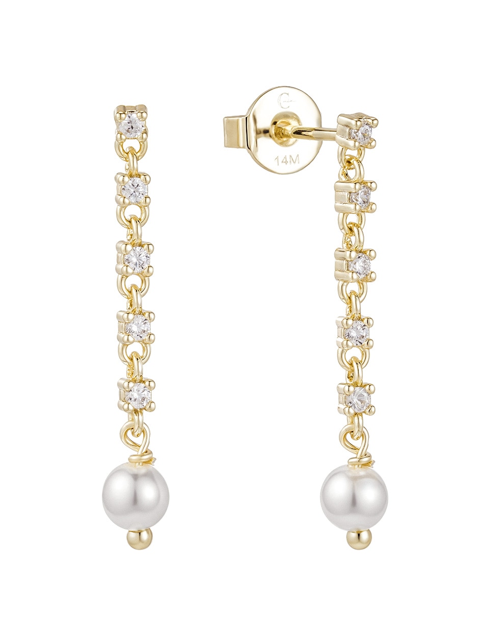 Aretes con acabado baño de oro 14 K