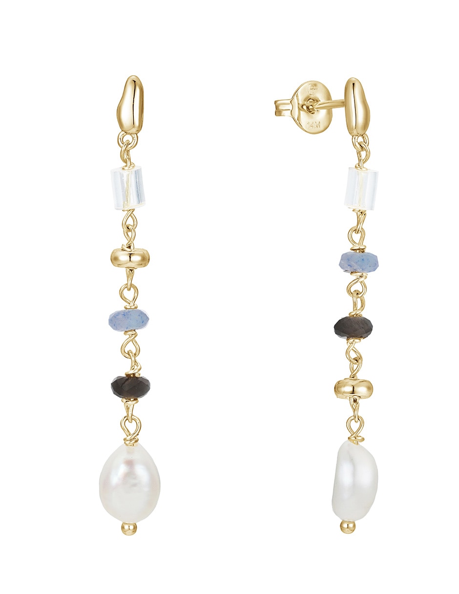Aretes con acabado baño de oro 14 K