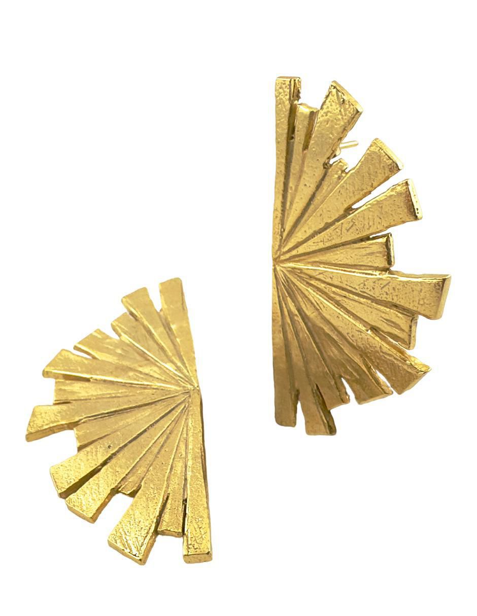 Aretes luz de plata P 925 y 14 K con acabado lustre