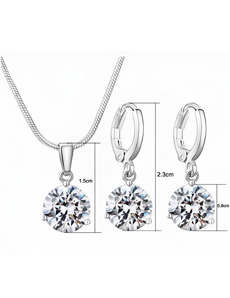 Aretes y collar redondo zirconia 6