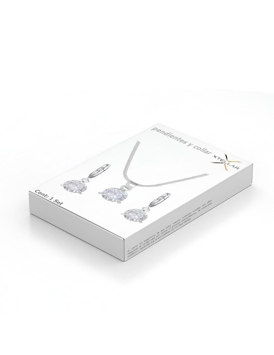 Aretes y collar redondo zirconia 5