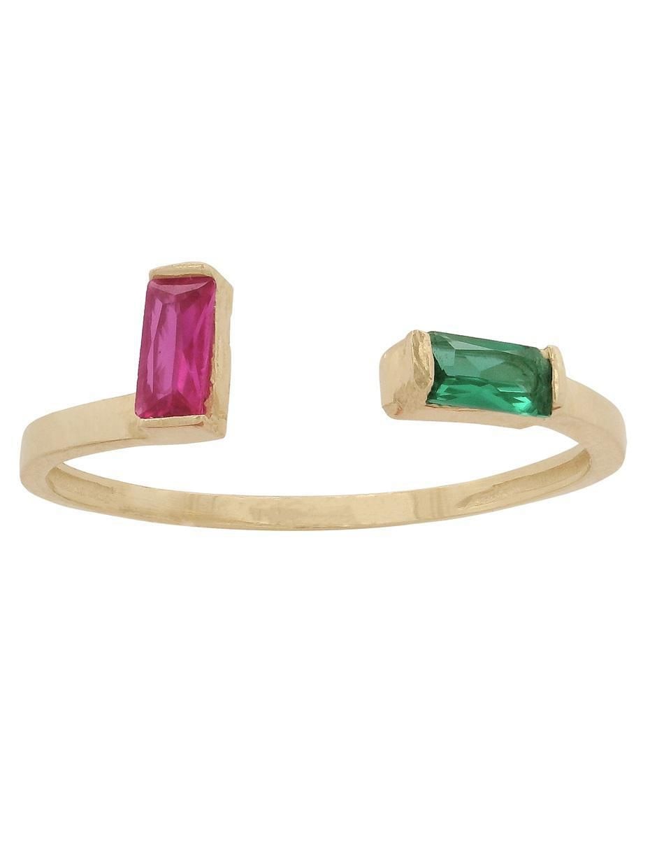 Anillo redondo 10 k de oro zirconia pulido