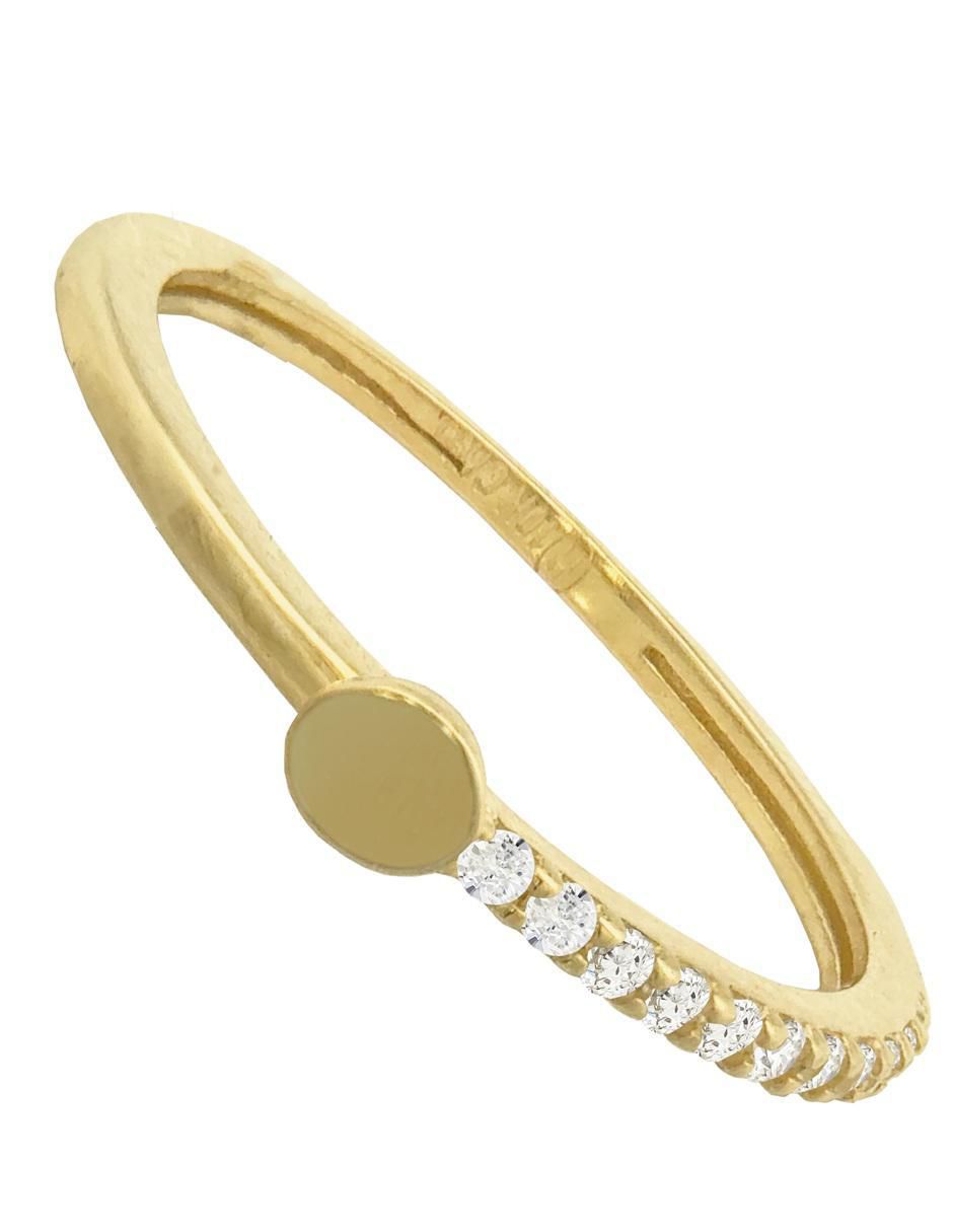Anillo circular 10 k de oro zirconia pulido