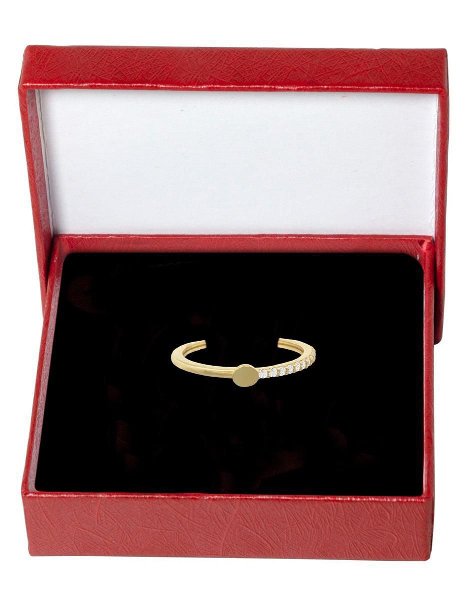 Anillo circular 10 k de oro zirconia pulido