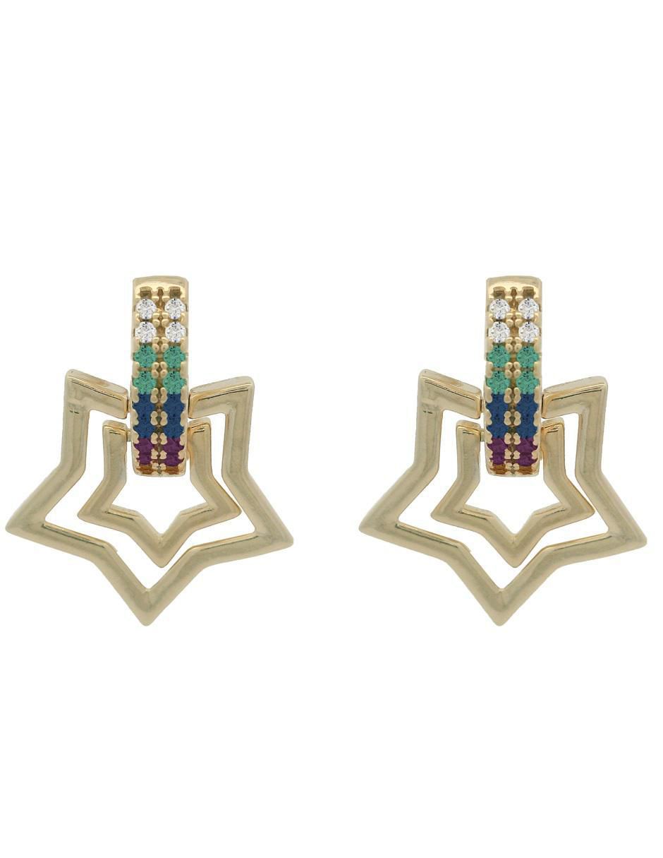 Aretes de estrella 18 k con acabado chapa de oro zirconia 1