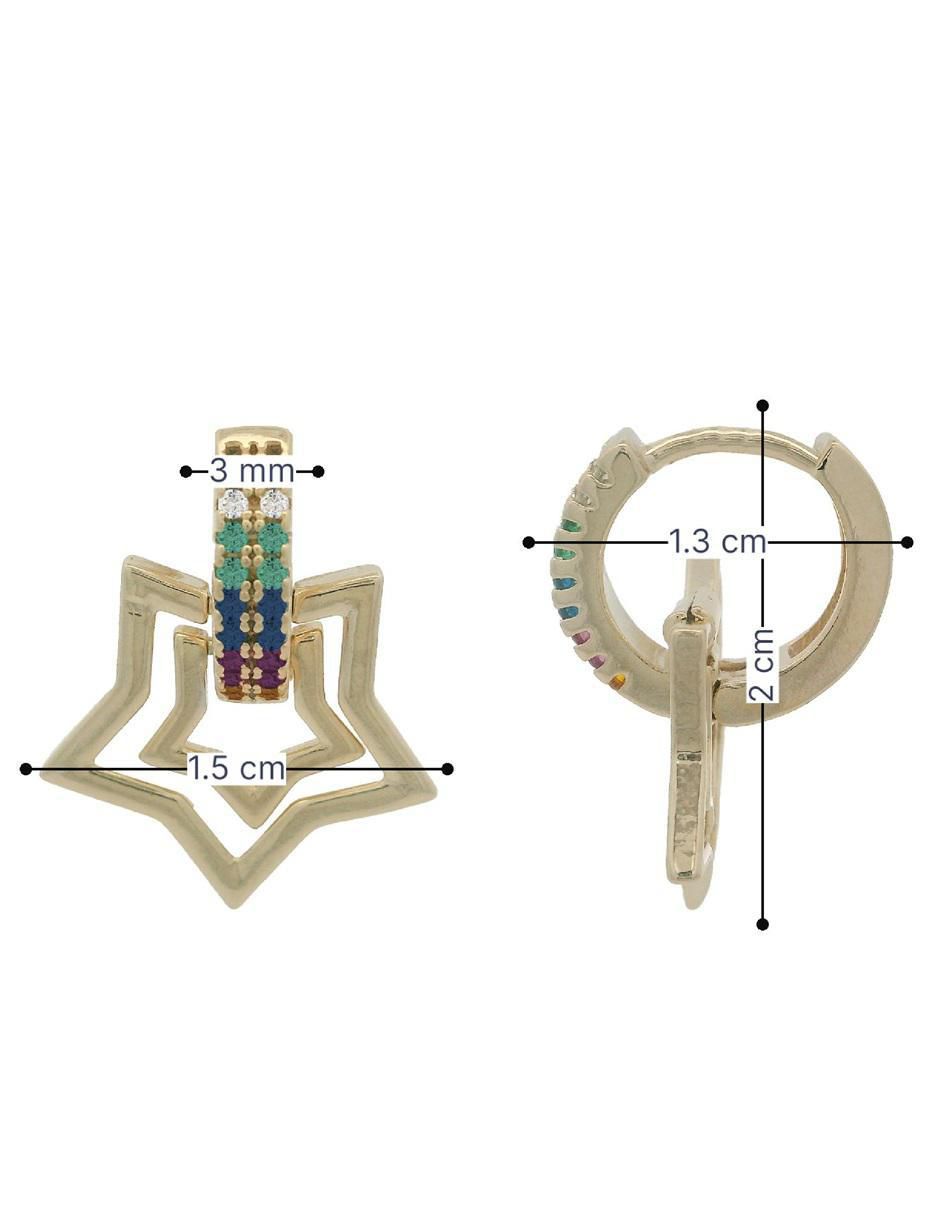 Aretes de estrella 18 k con acabado chapa de oro zirconia 5