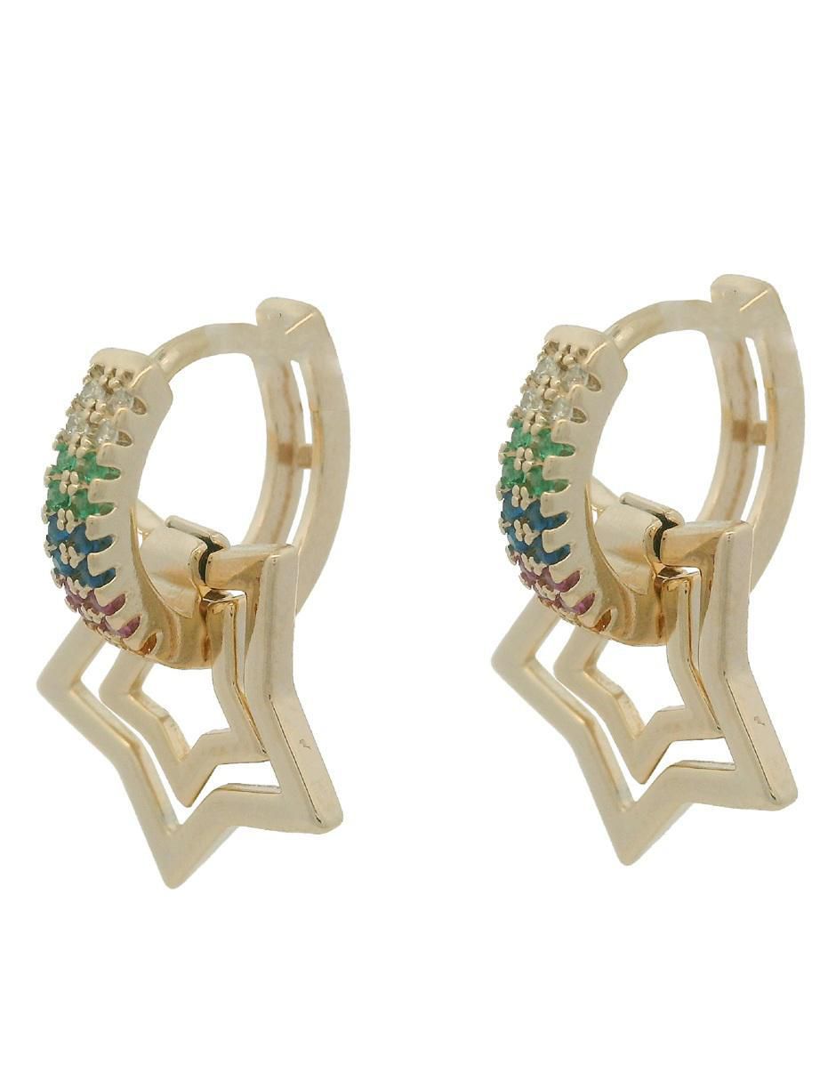 Aretes de estrella 18 k con acabado chapa de oro zirconia 2