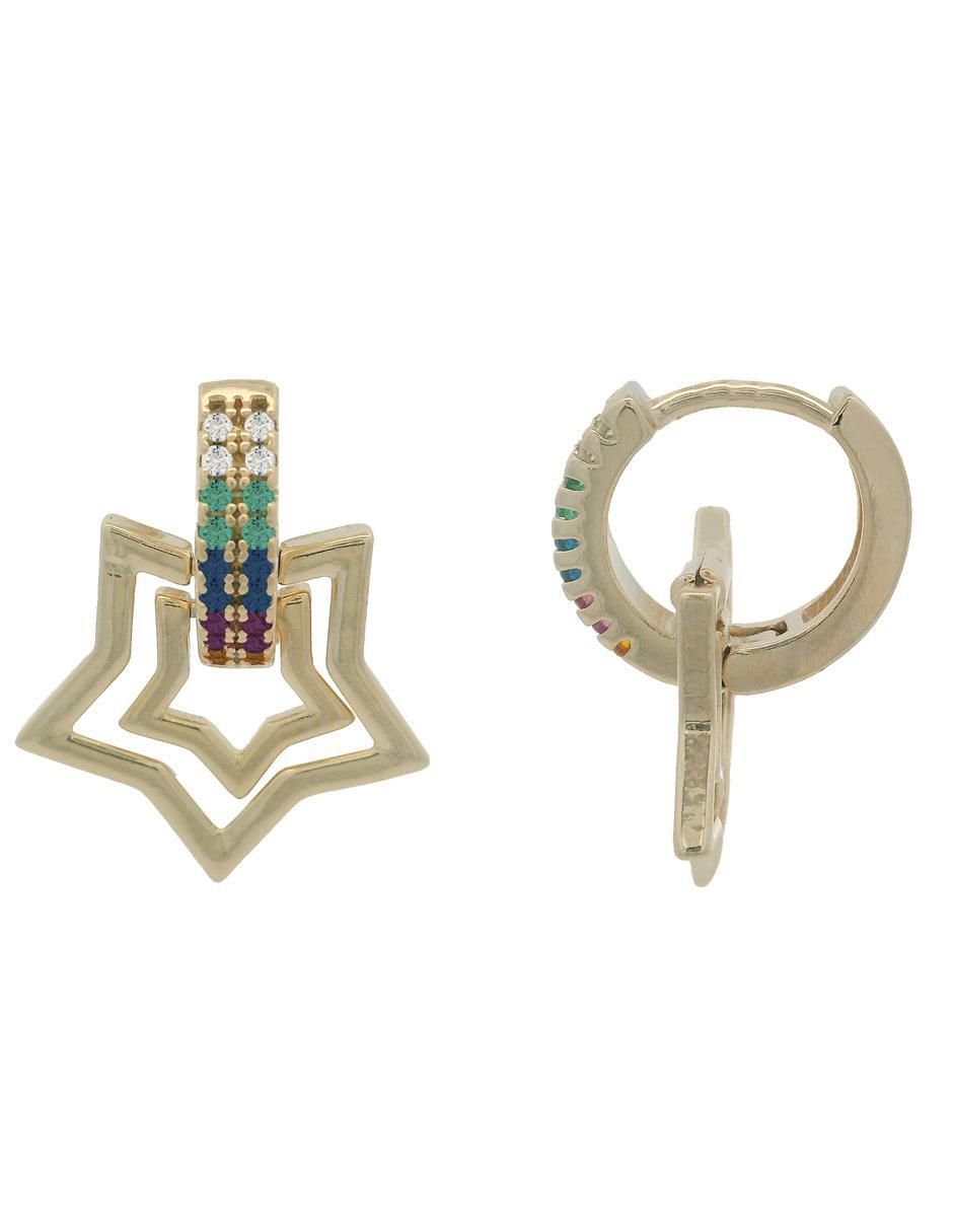 Aretes de estrella 18 k con acabado chapa de oro zirconia 3