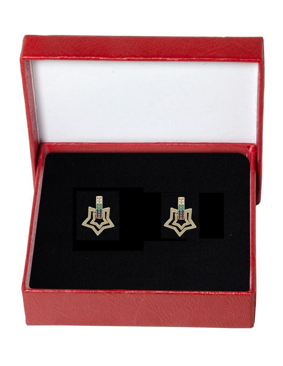 Aretes de estrella 18 k con acabado chapa de oro zirconia