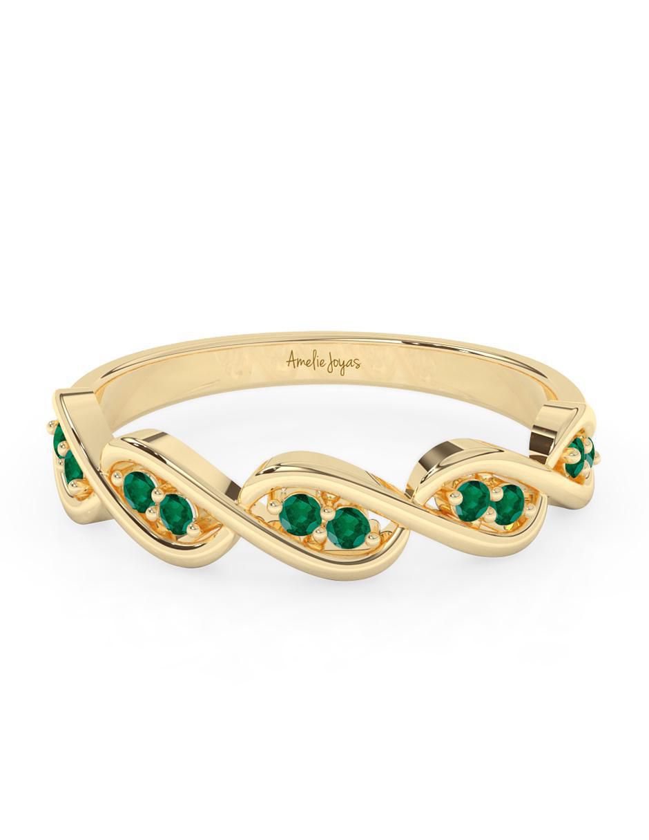 Anillo redondo 10 k de oro esmeralda pulido Anillo redondo 10 k de oro esmeralda pulido