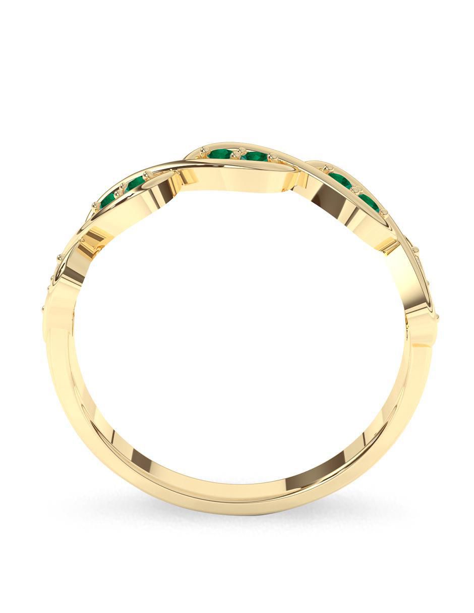Anillo redondo 10 k de oro esmeralda pulido 4