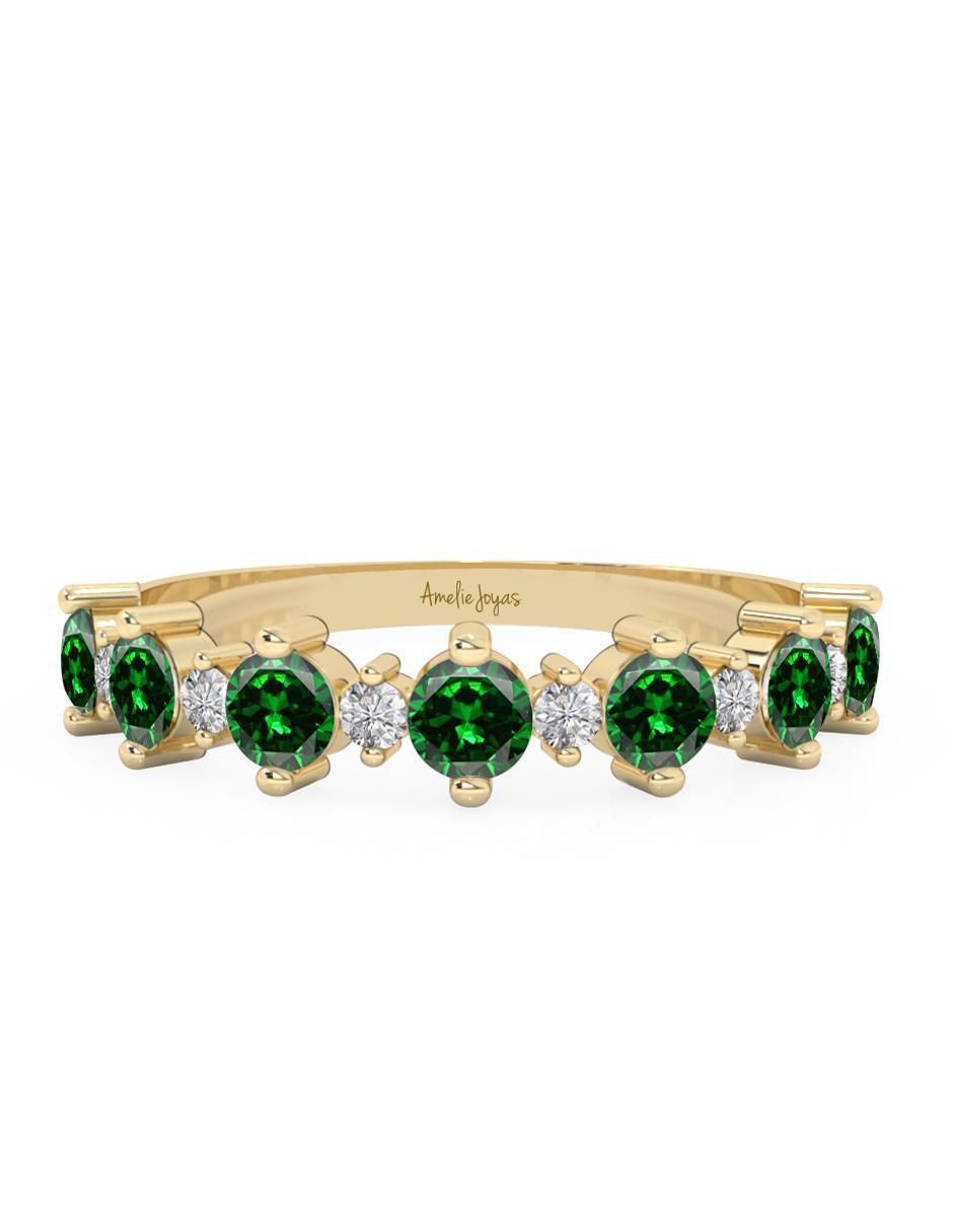 Anillo redondo 10 k de oro zirconia pulido Anillo redondo 10 k de oro zirconia pulido