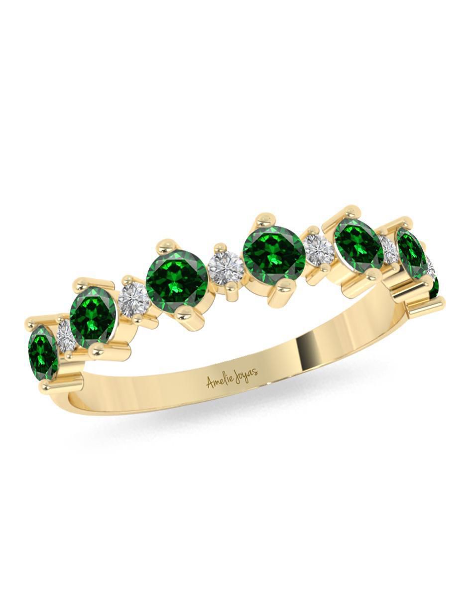 Anillo redondo 10 k de oro zirconia pulido 3