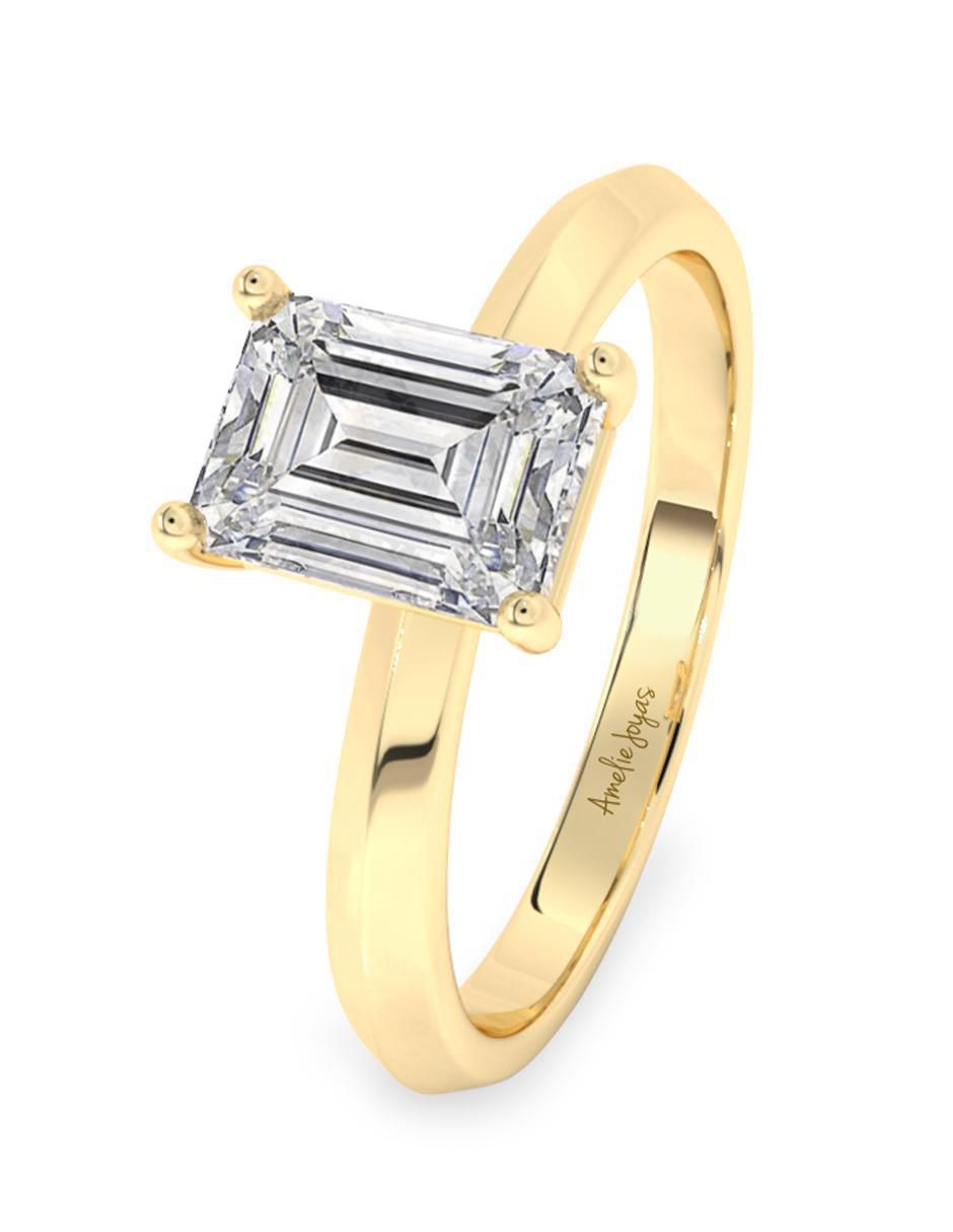 Anillo de octagonal 10 k de oro zirconia pulido 5