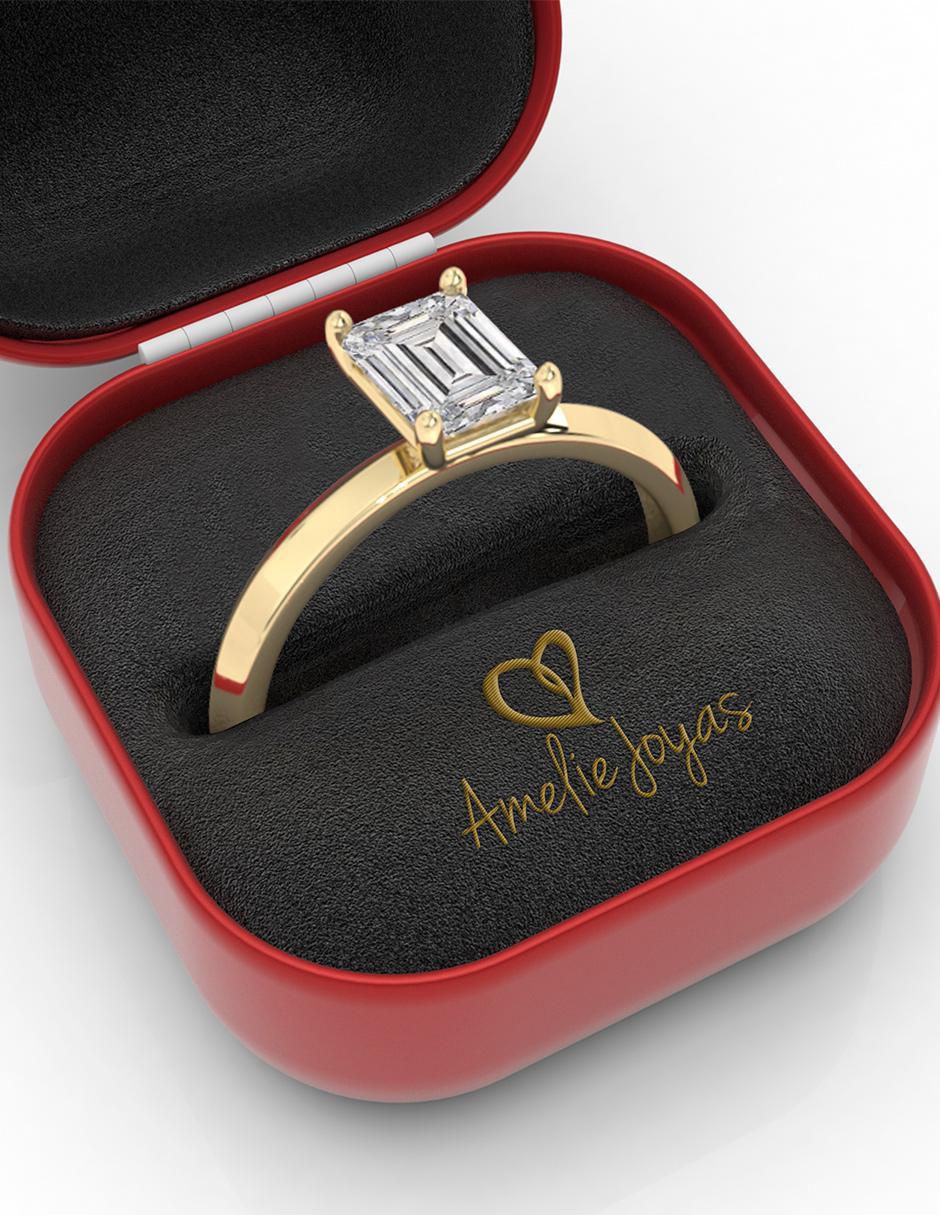 Anillo de octagonal 10 k de oro zirconia pulido 2
