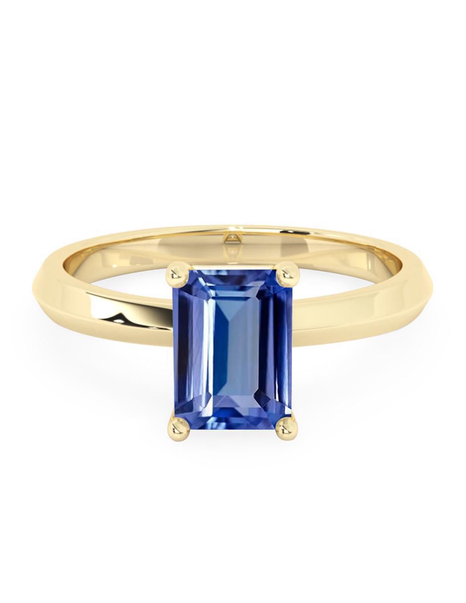 Anillo de octagonal 10 k de oro tanzanita pulido Anillo de octagonal 10 k de oro tanzanita pulido