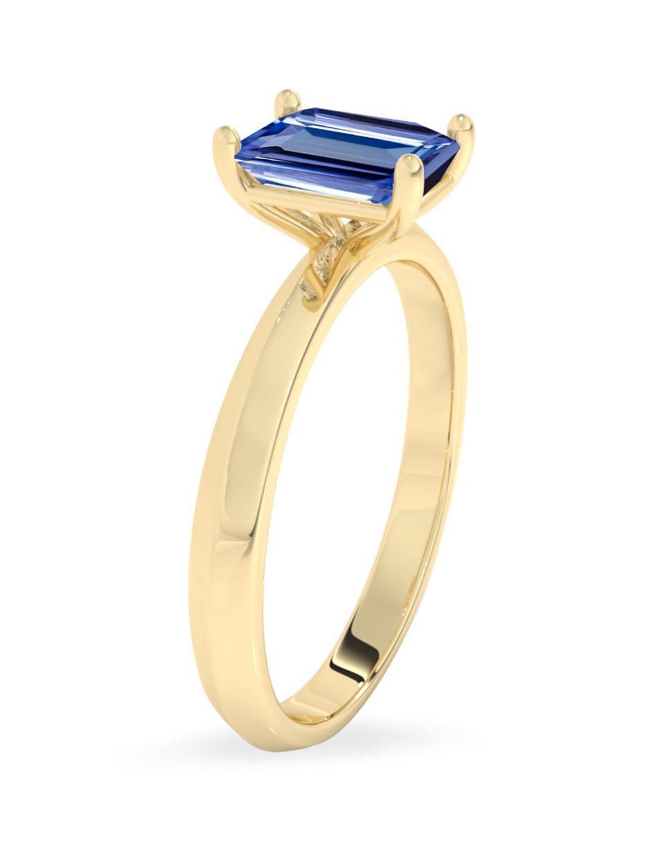 Anillo de octagonal 10 k de oro tanzanita pulido 3