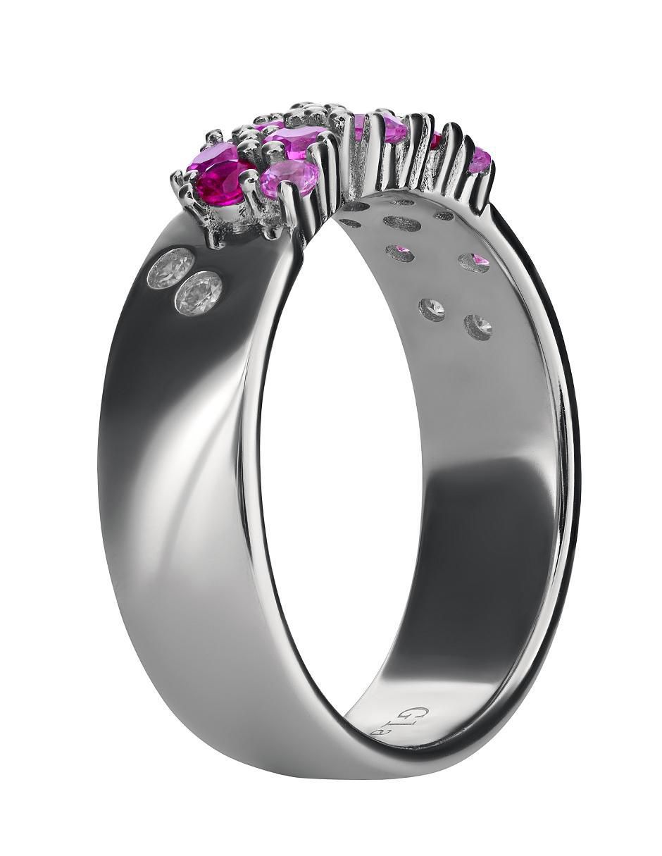 Anillo P 925 de plata zafiro pavé