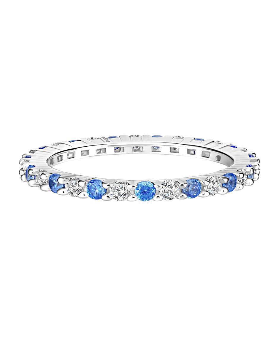 Anillo P 925 de plata aguamarina pavé Anillo P 925 de plata aguamarina pavé