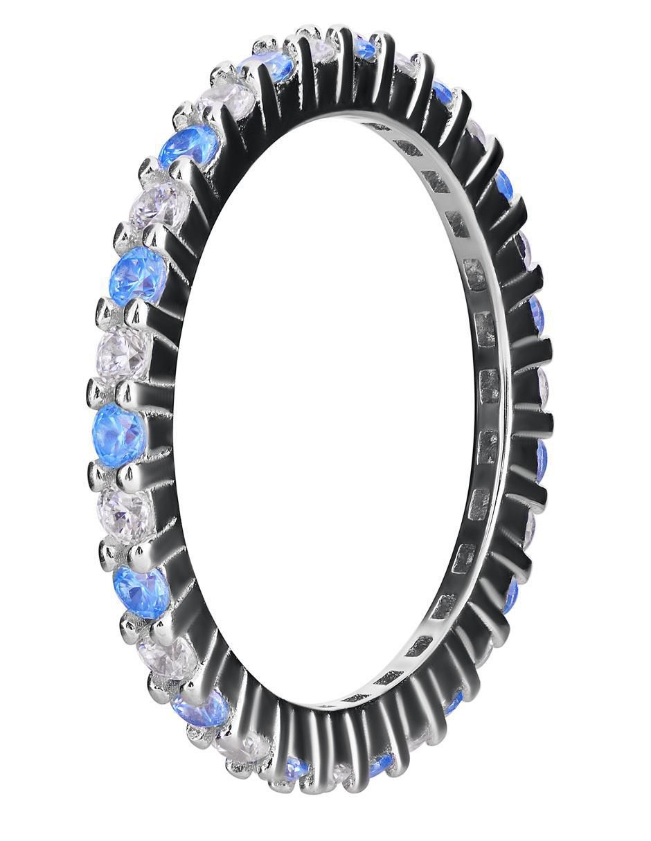 Anillo P 925 de plata aguamarina pavé