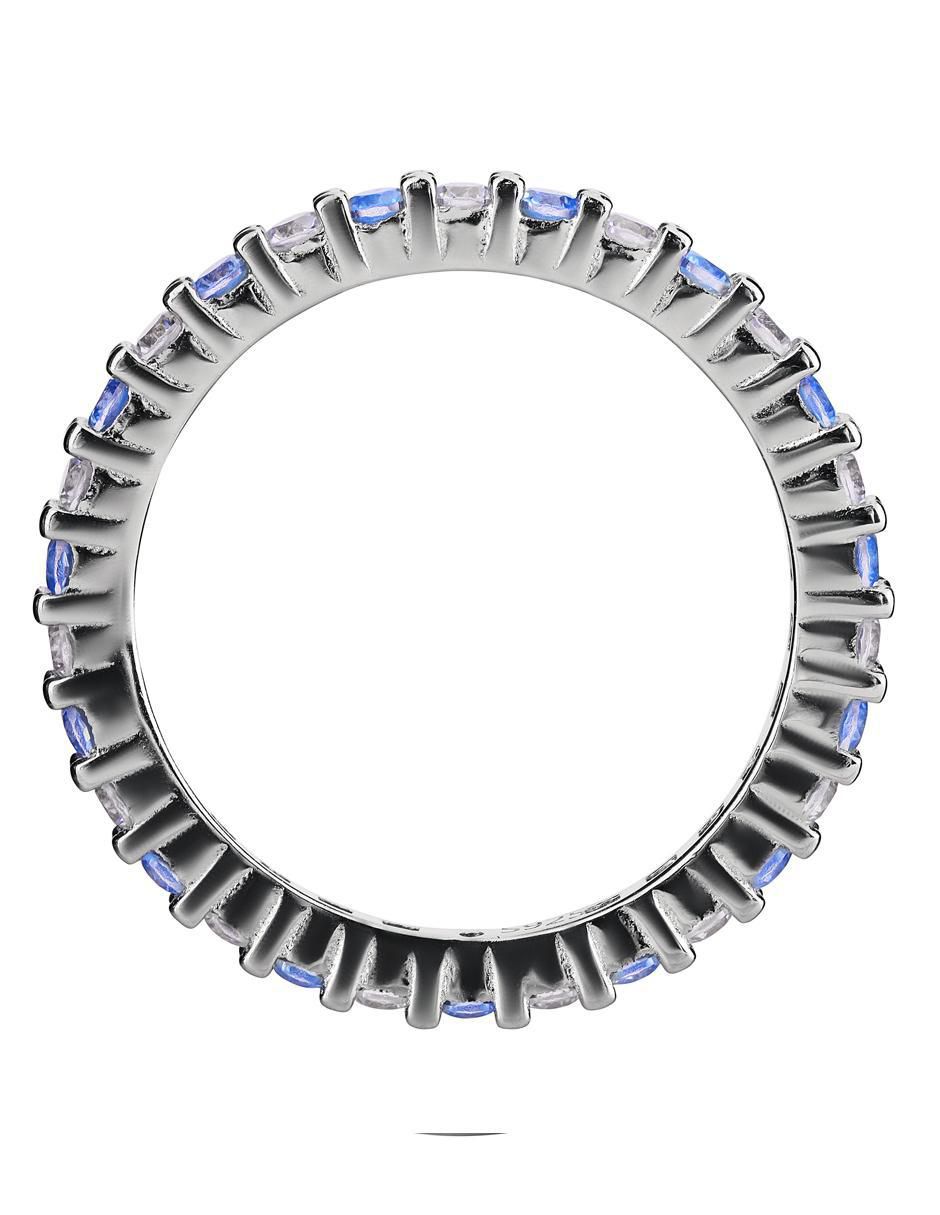 Anillo P 925 de plata aguamarina pavé
