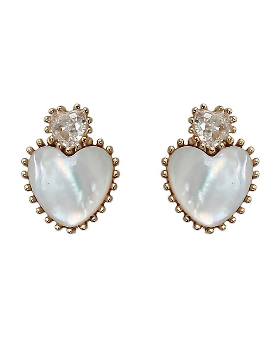 Aretes de corazón de plata P 925 con acabado chapa de oro