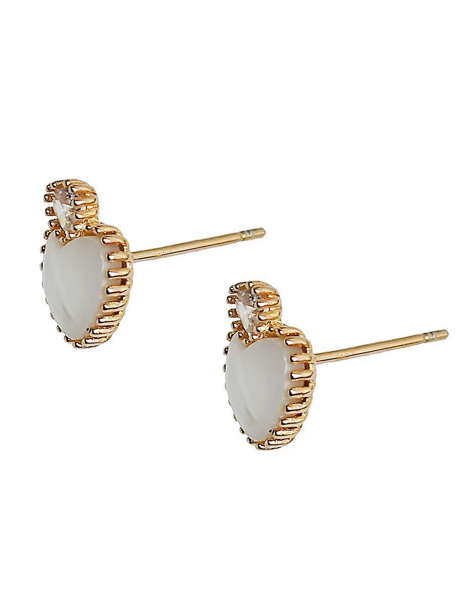 Aretes de corazón de plata P 925 con acabado chapa de oro 2
