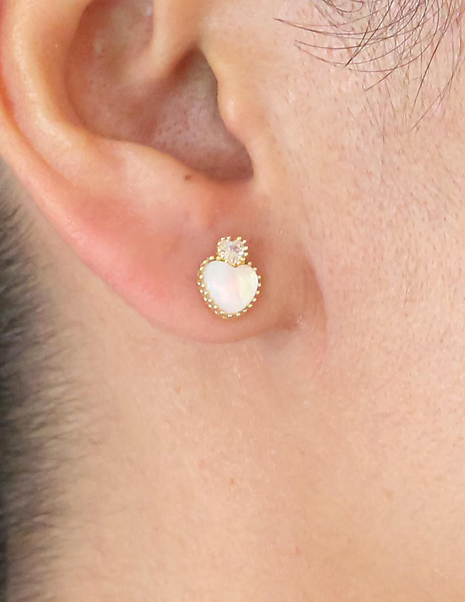 Aretes de corazón de plata P 925 con acabado chapa de oro 3
