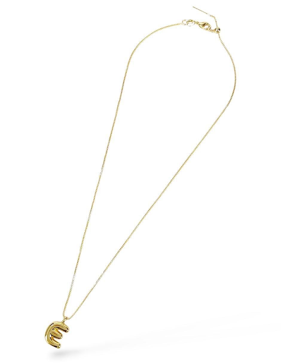 Collar con dije de letra e de baño de oro 18 K