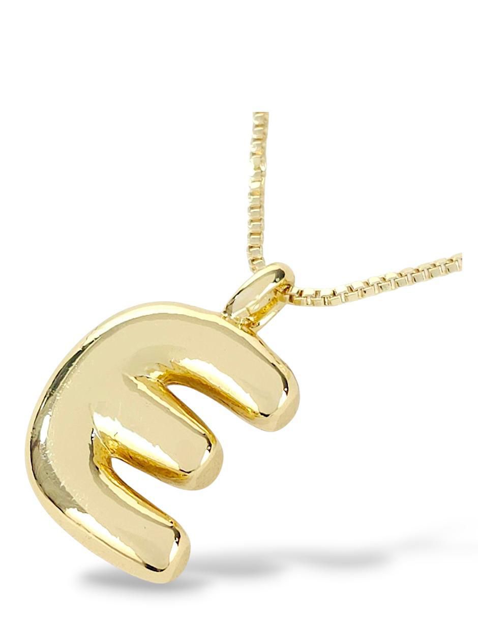 Collar con dije de letra e de baño de oro 18 K