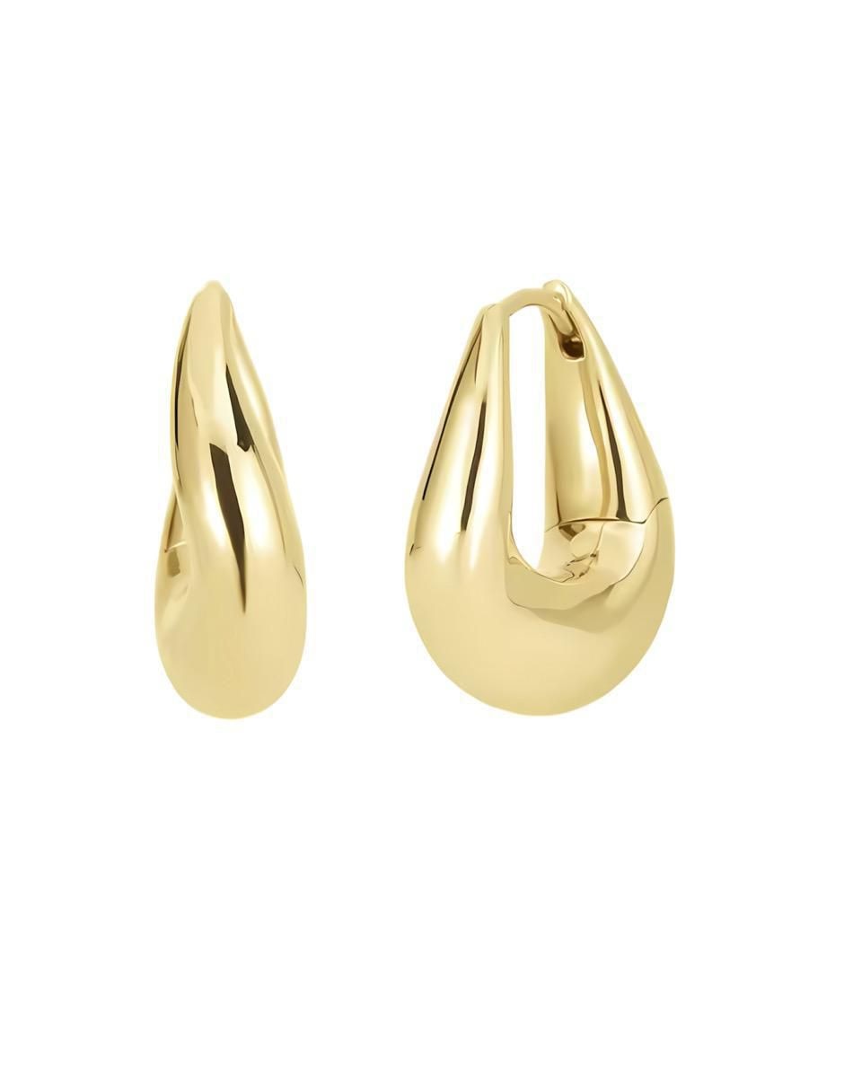 Aretes de gota de plata P 925 con acabado chapa de oro
