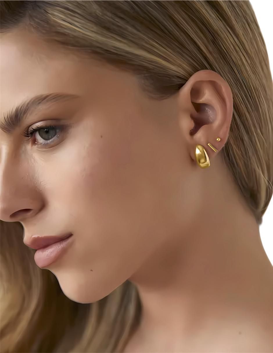Aretes de gota de plata P 925 y 14 K con acabado chapa de oro 3