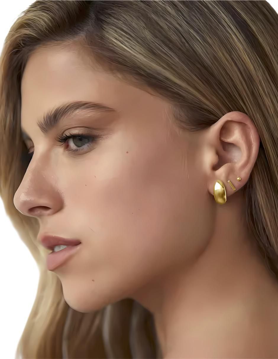 Aretes de gota de plata P 925 y 14 K con acabado chapa de oro 4