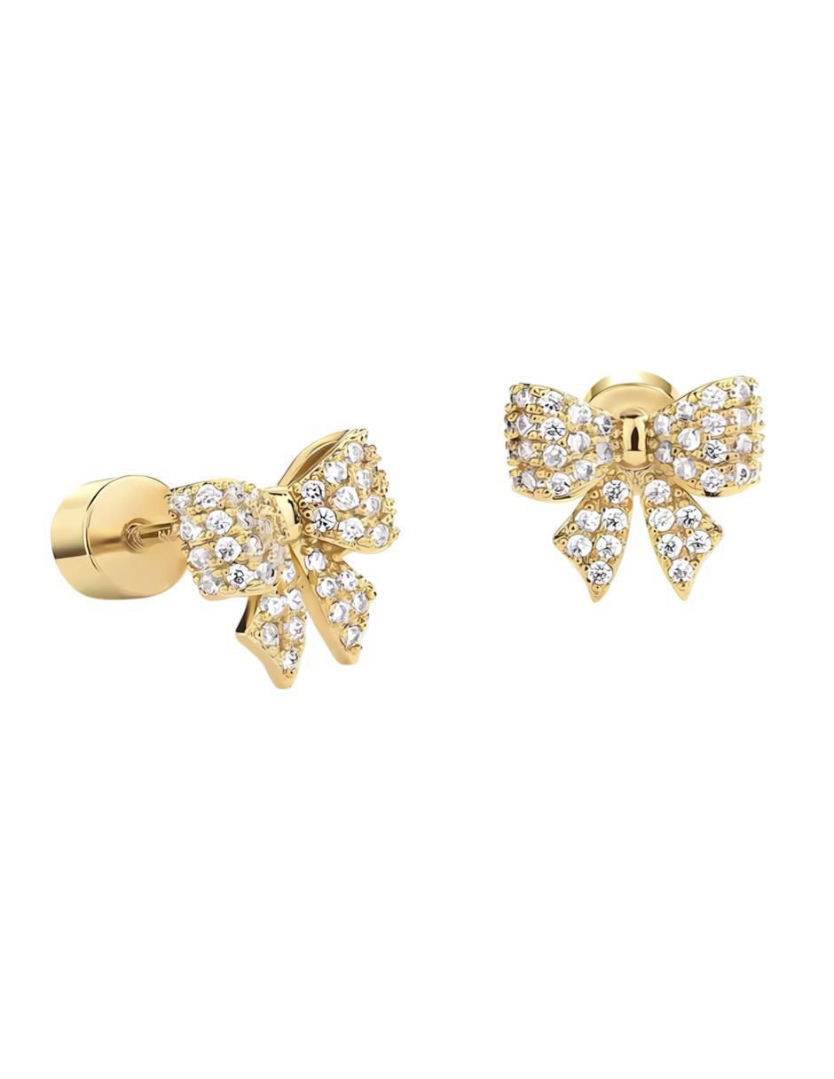 Aretes de moño de plata P 925 y 14 K con acabado brillante 2